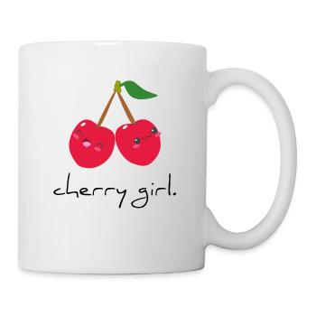 cherry girl Kirschen Mädchen Frau Obst Geschenk - Tasse - Weiß - Rechts