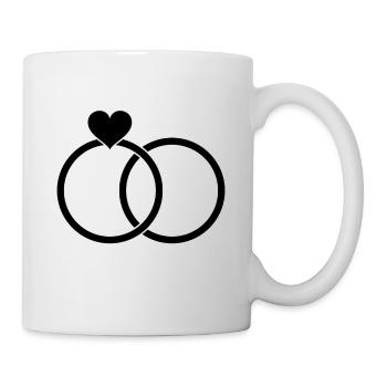 Ringe Herz Verlobung Hochzeit Liebe Geschenk - Tasse - Weiß - Rechts