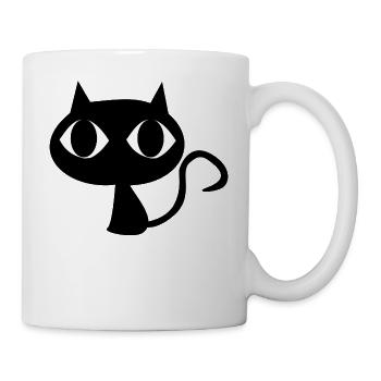 Schwarze Katze - Tasse - Weiß - Rechts