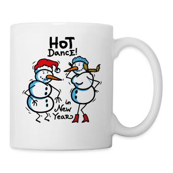 Dancing snowmen - Mug - white - Right