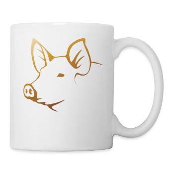Schwein - Schweinekopf Bauernhof Tier - Tasse - Weiß - Rechts
