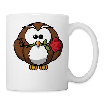 petit hibou avec Rose - Mug blanc - blanc - Droite