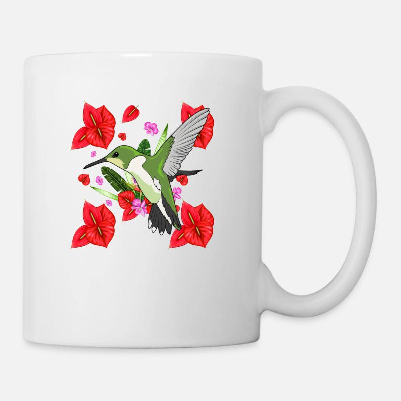 bird and tulips - Mug - white