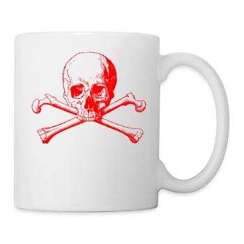 Skull with crossed bones in red - Mug - white - Right