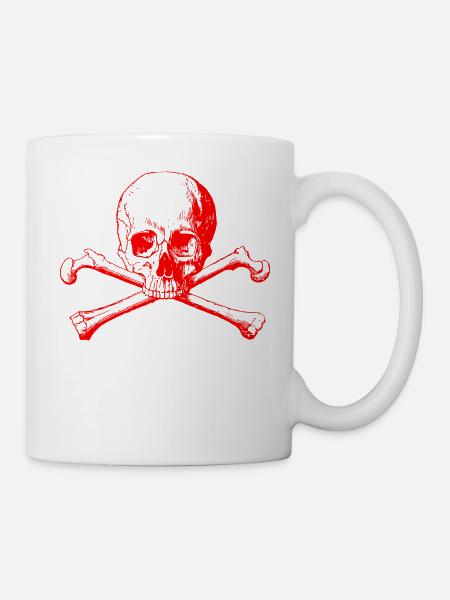 Skull with crossed bones in red - Mug - white