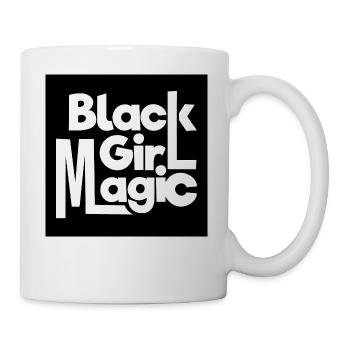 Schwarzer Mädchen-Magie 2 weißer Text - Tasse - Weiß - Rechts