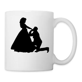 Kniender Mann vor Frau Prinzessin - Tasse - Weiß - Rechts