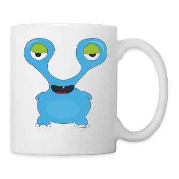 Blaues Monster mit Glubsaugen - Tasse - Weiß - Rechts