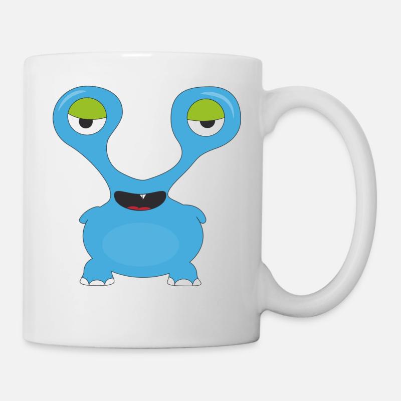 Blaues Monster mit Glubsaugen - Tasse - Weiß
