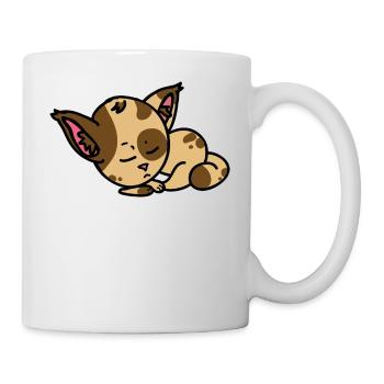 Schlafende Katze Comic Figur - Geschenkidee - Tasse - Weiß - Rechts