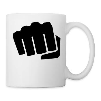Faust Geschenk Idee dagegen Symbol Hand - Mug - white - Right