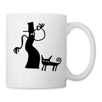 Hexe Katze Halloween Geschenk gruselig Silhouette - Mug blanc - blanc - Droite