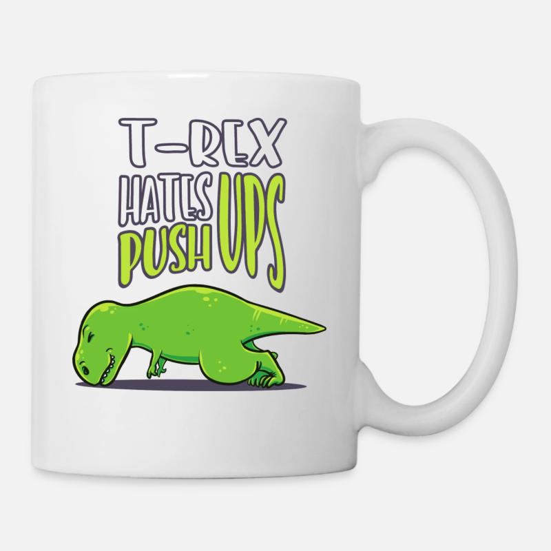 T Rex Hates Pushups Workout Funny Gift - Mug - white