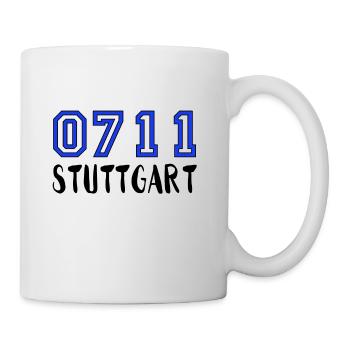 0711 Stuttgart Geschenkidee Stuggi Schwaben - Tasse - Weiß - Rechts