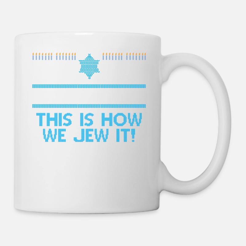Laid Hanoukka, Hanoukka, fête des lumières, cadeau - Mug blanc - blanc