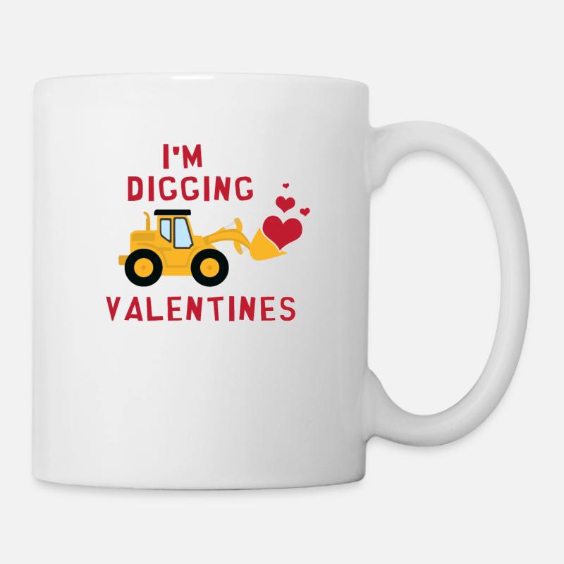 Bagger Liebe Herzchen Herz valentinstag Geschenk - Tasse - Weiß