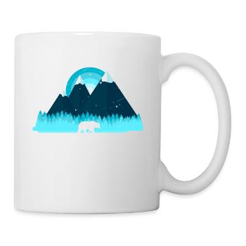 Bear in the forest in front of mountains with snow - Mug - white - Right