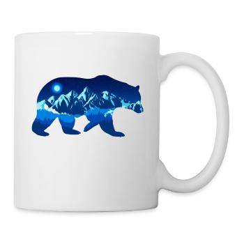 Bear at night in front of mountains in the forest - Mug - white - Right