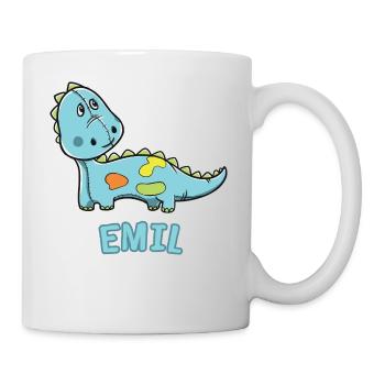 Dinosaur funny child Emil gift birthday - Mug - white - Right
