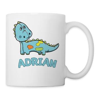 enfant drôle de dinosaure Adrian cadeau d'anniversaire - Mug blanc - blanc - Droite