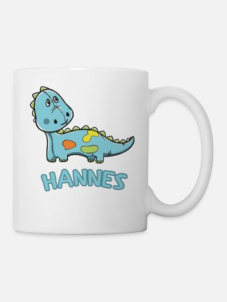Dinosaurier lustig Kind Hannes Geschenk Geburtstag - Tasse - Weiß