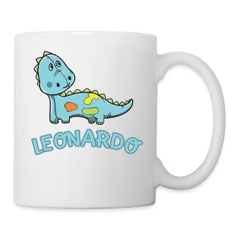 enfant drôle de dinosaure Leonardo Cadeau d'anniversaire - Mug blanc - blanc - Droite
