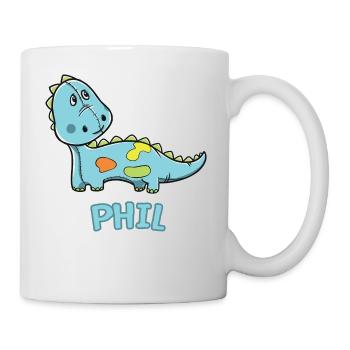 Dinosaurier lustig Kind Phil Geschenk Geburtstag - Tasse - Weiß - Rechts