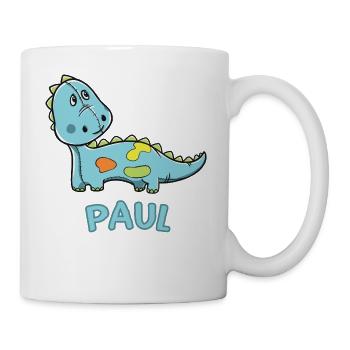 Dinosaurier lustig Kind Paul Geschenk Geburtstag - Tasse - Weiß - Rechts