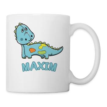Dinosaur funny kid Maxim gift birthday - Mug - white - Right