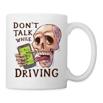 Skull with ringing mobile phone - Mug - white - Right