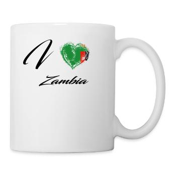 J'aime drapeau patrie racines country Zambie - Mug blanc - blanc - Droite