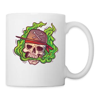 VAPE Totenkopf mit Kappe - Tasse - Weiß - Rechts