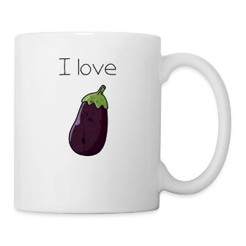 I Love Eggplants Aubergine Lecker Geschenk Idee - Tasse - Weiß - Rechts
