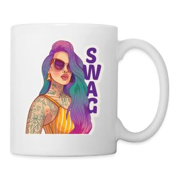 Swag girl with piercing and tattoo. - Mug - white - Right
