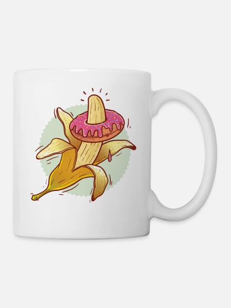 Banane im Donut - Tasse - Weiß