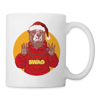 Swagdog with chain and santa hat - Mug - white - Right