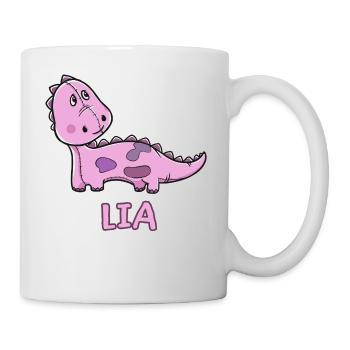 Dinosaur funny child Lia gift birthday Ko - Mug - white - Right