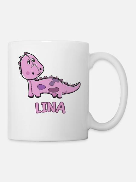 Dinosaurier lustig Kind Lina Geschenk Geburtstag K - Tasse - Weiß