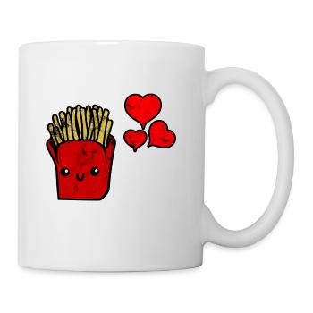 Süße Pommes Liebe Washed Out Geschenk Idee - Tasse - Weiß - Rechts