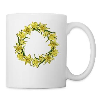 Valentinstag Ostern Geburtstag Hochzeit Narzissen - Tasse - Weiß - Rechts