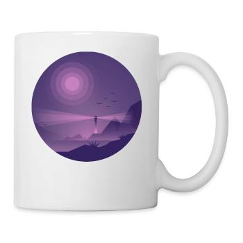 Lighthouse at night Purple light - Mug - white - Right