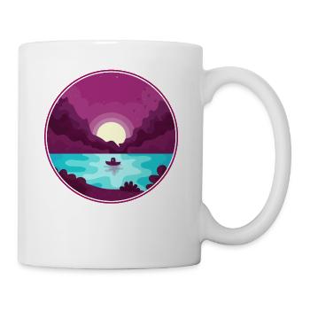 Boot mit Paar auf dem See beim Sonnenuntergang - Tasse - Weiß - Rechts