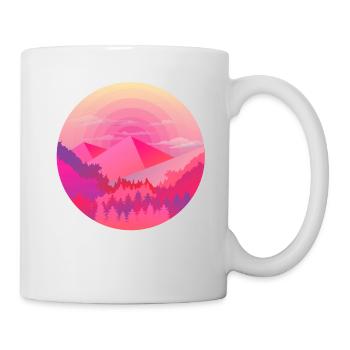 Berge Pyramide Sonne Wald - Tasse - Weiß - Rechts