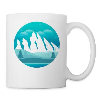 Mountains covered with snow and forest - Mug - white - Right
