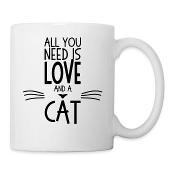 Tout ce que vous avez besoin est AMOUR ET CAT - Mug blanc - blanc - Droite