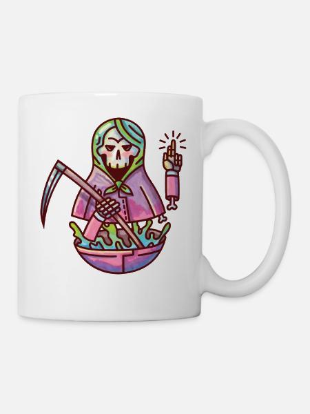Eine Babuschka/ Matroschka mit Totenkopf und Gift - Tasse - Weiß
