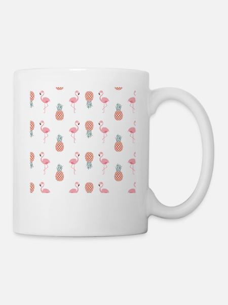 flamants roses parmi beaucoup d'ananas - Mug blanc - blanc