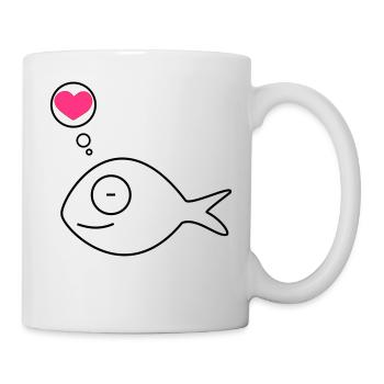 pink fish in love - Mug - white - Right