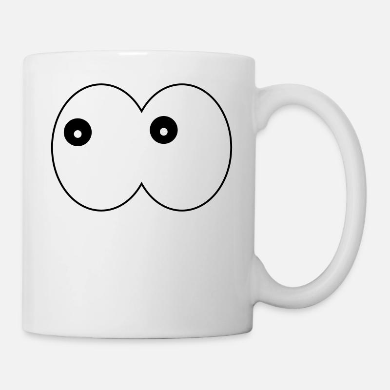 Lustige Augen- Comic Kulleraugen links schauend - Tasse - Weiß