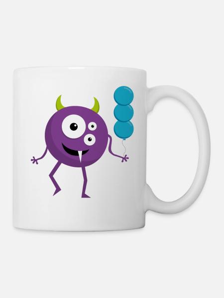 Monstre amusant avec des ballons - Mug blanc - blanc